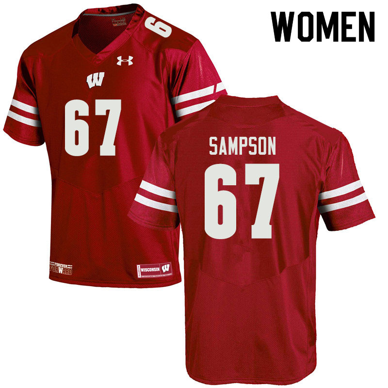 Women #67 Cormac Sampson Wisconsin Badgers College Football Jerseys Sale-Red